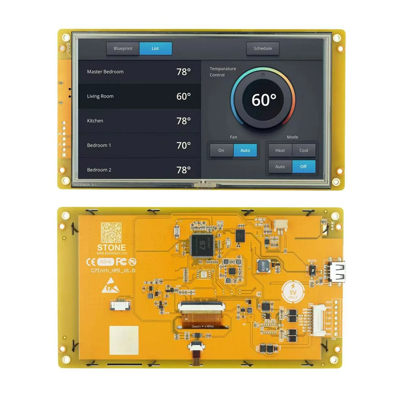 7.0 Inch Smart HMI Screen Clear, Detailed, Hi Res HD - TFT LCD display offers excellent high resolution with 4-wire resistance