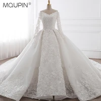 mqupin v neck sexy backless full sleeve beaded sequin church train gorgeous prom dress wedding luxury