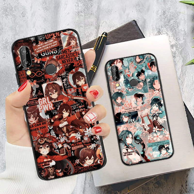 

Genshin Impact Anime Silicone Case Funda For Huawei P Smart Z 2019 2021 P20 P20 Lite Pro P30 P40 Lite Black Shell Cover Coque