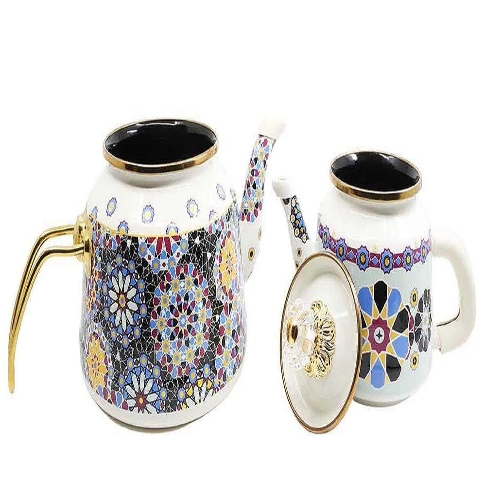 

Enamel Gold Luxury Large Teapot Set Enamel Teapot Ethnic Blue Tea Tank Tea Pot