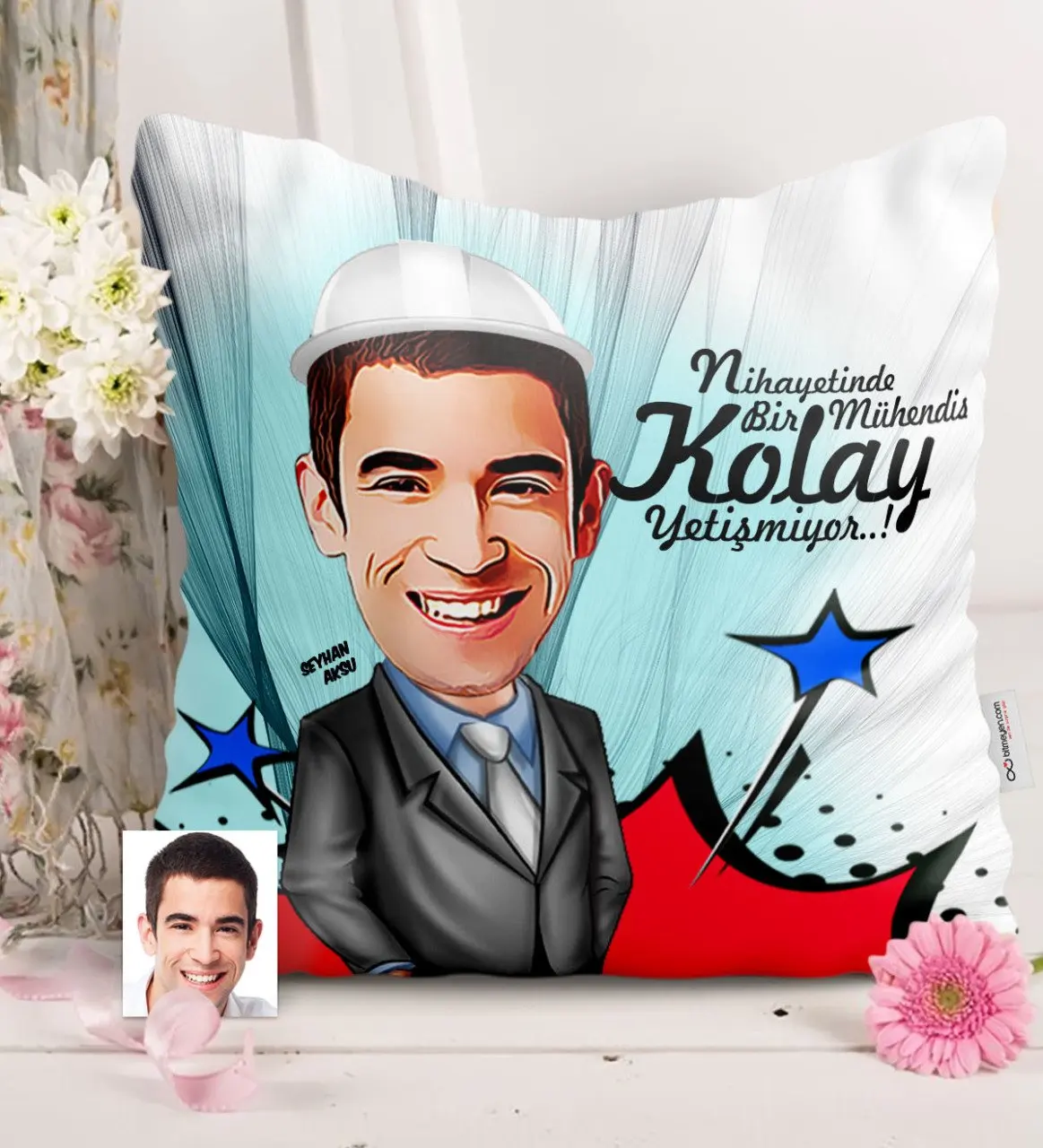 

Personalized Mr Engineer Caricature Of Satin pillow-1
