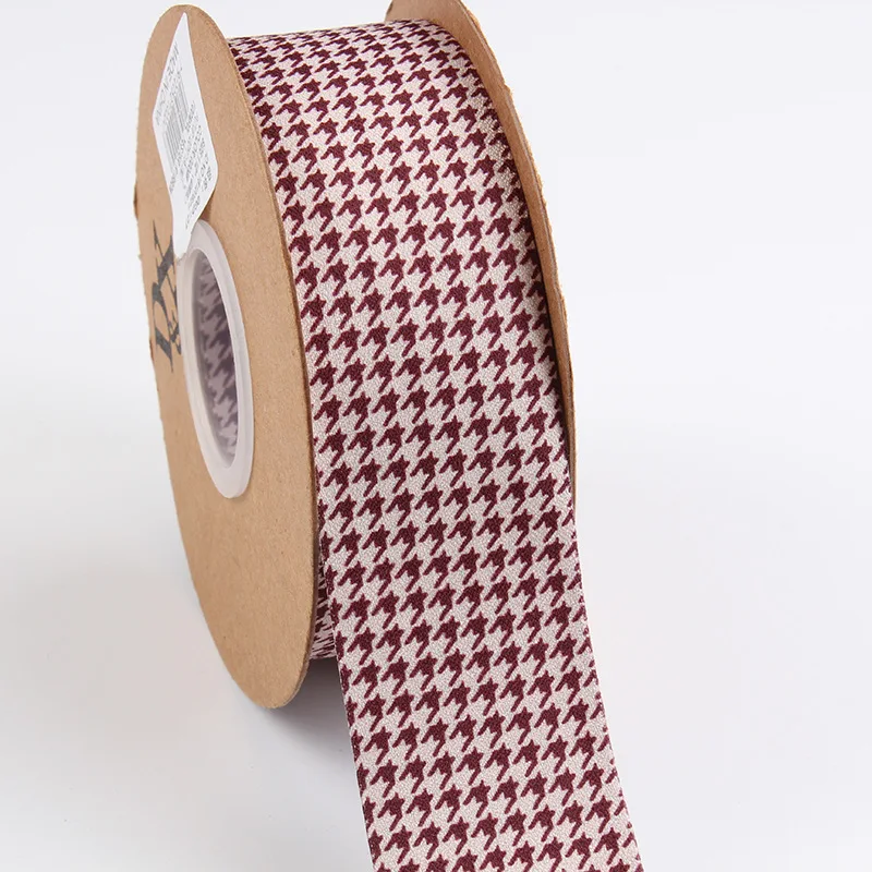 Клетчатая сетчатая лента гусиная лапка черно-белая красная двухсторонняя в