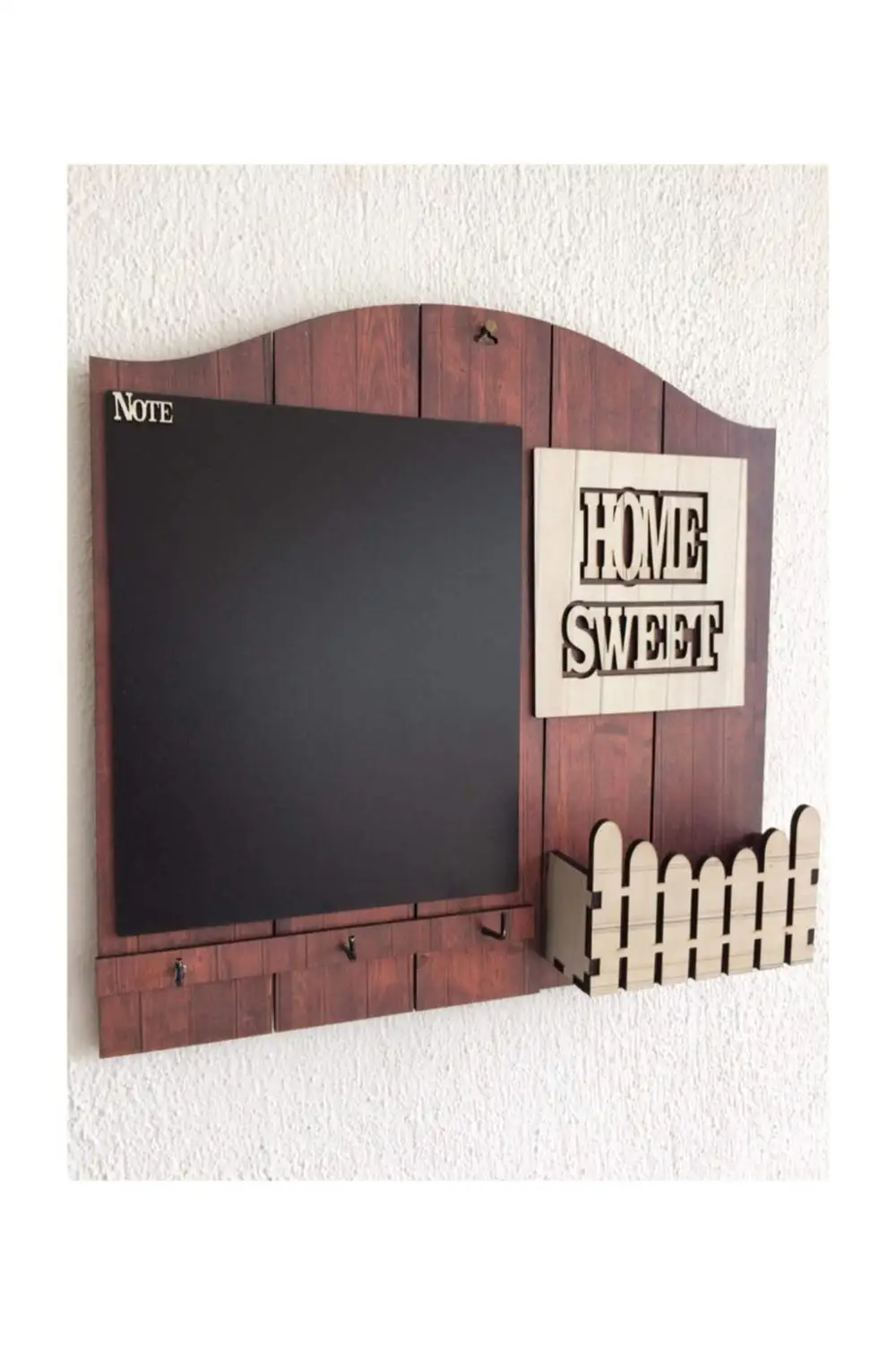 

Boutique Home Sweet Black Board Invoice Wood Key Hanger Wall Holder Organizer Rectangle Shape Key Rack Hooks Home Decoration