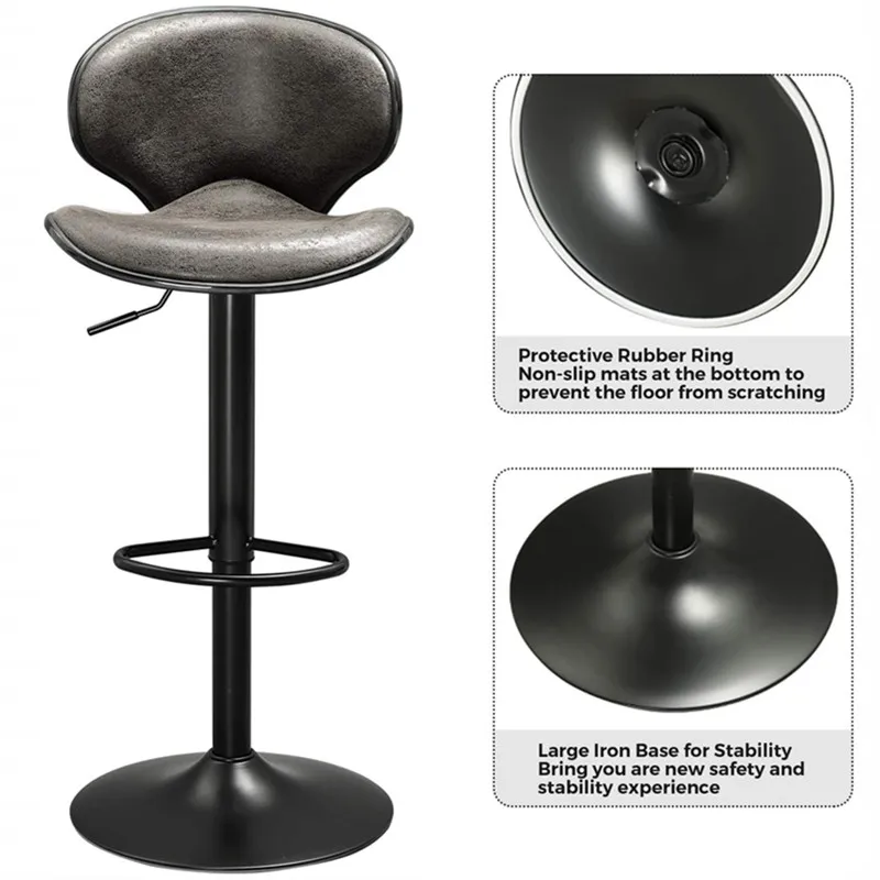 Набор из 2 современных крепких регулируемых по высоте барных стульев для бара