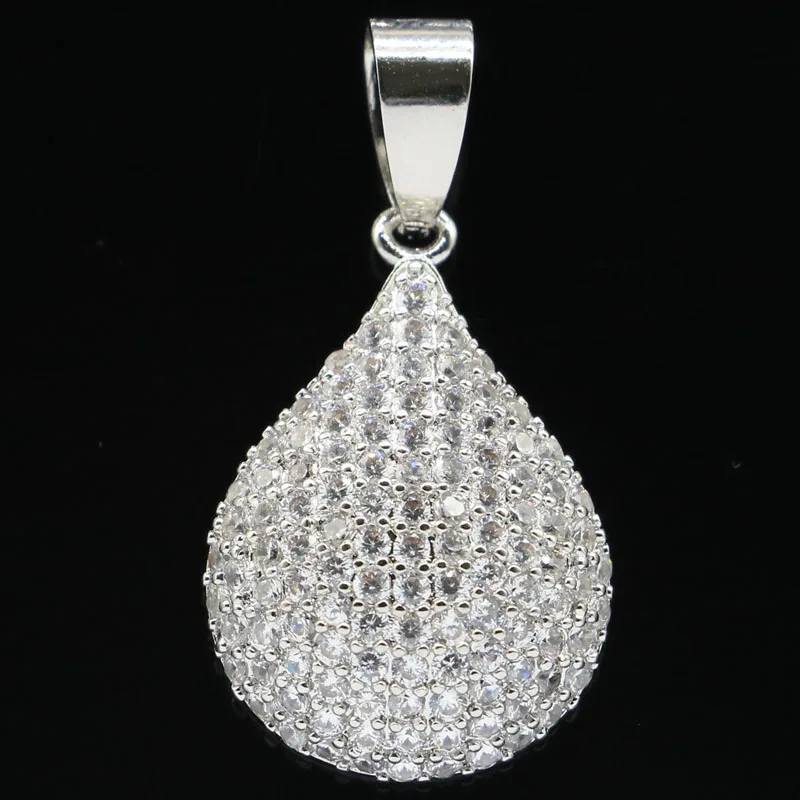

30x16mm Elegant Drop Created White Cubic Zirconia For Woman's Silver Pendant Daily Wear