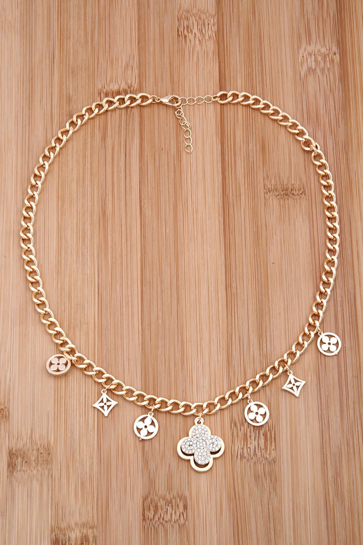 

Clover OR Eye Figured OR Butterfly Figure Charm Thick Chain Necklace, jewellery, accessories, fashion, women, set