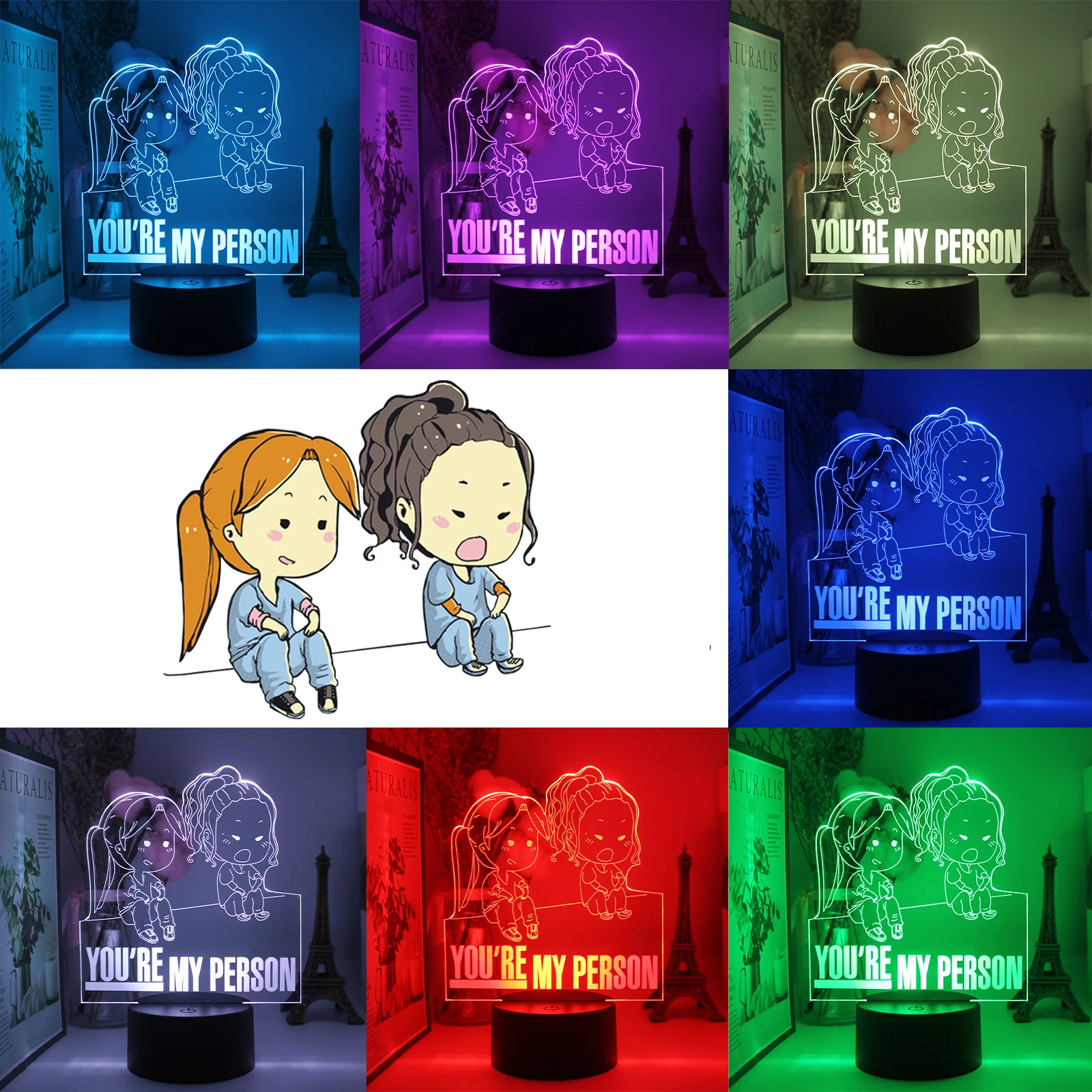 

Grey's Anatomy 3D Night Light USB LED Bedside Neon Lamp Decor for America TV Adult Fans Wife Husband Kids Bedroom Birthday Gifts