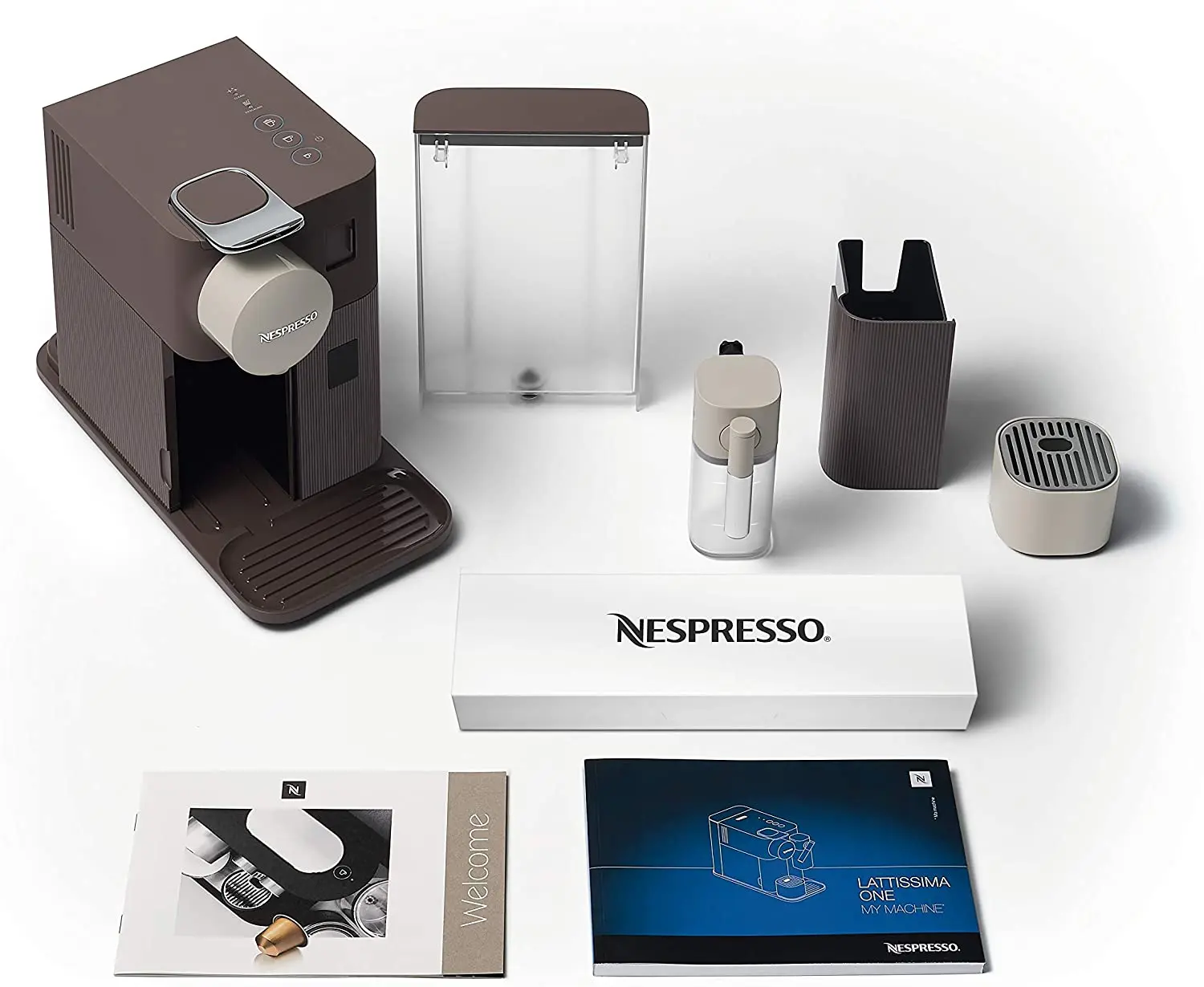 

Nespresso F111 Lattissima One White Brown Coffee Machine Cappuccino, Espresso, Latte Macchiato, Lungo 1400W Capsule Coffee 1L