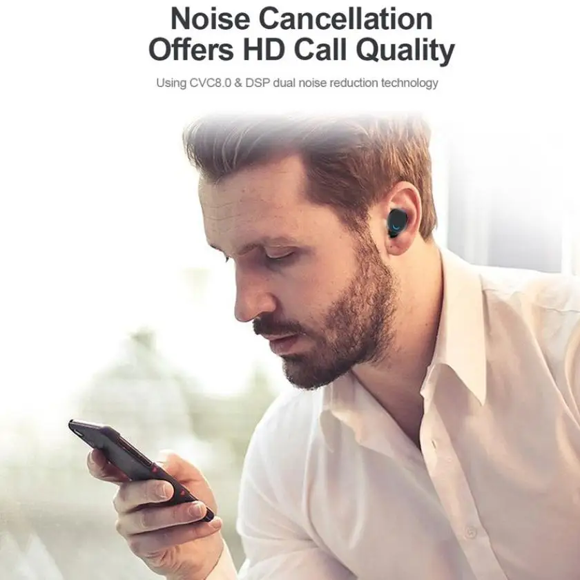 Беспроводная Bluetooth гарнитура со светодиодным дисплеем сенсорное управление