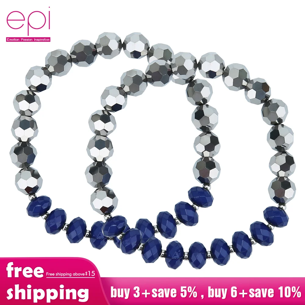 EPI 2 шт. Кристальный браслет с бабочкой эластичные браслеты для женщин и мужчин