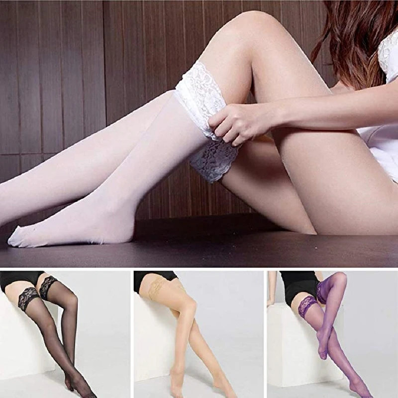 Тонкие чулки до бедра прозрачные удерживающие женские нескользящие силиконовые