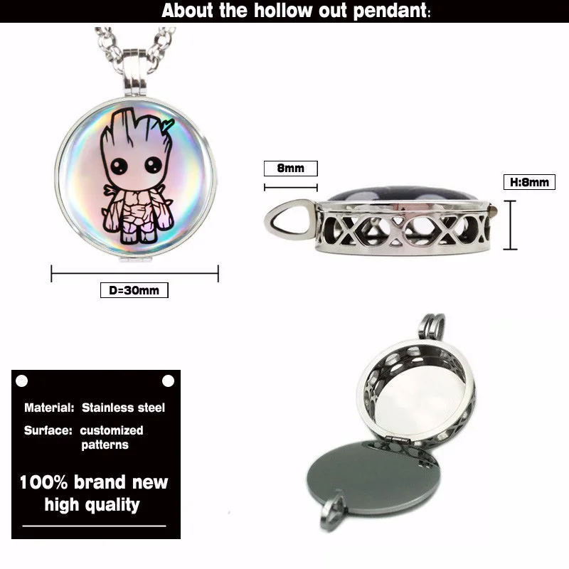 

1pc Dropshipping Stainless Steel Hollow Out Customized Picture Essential Oil Diffuser Locket Necklace Aromatherapy Pendants