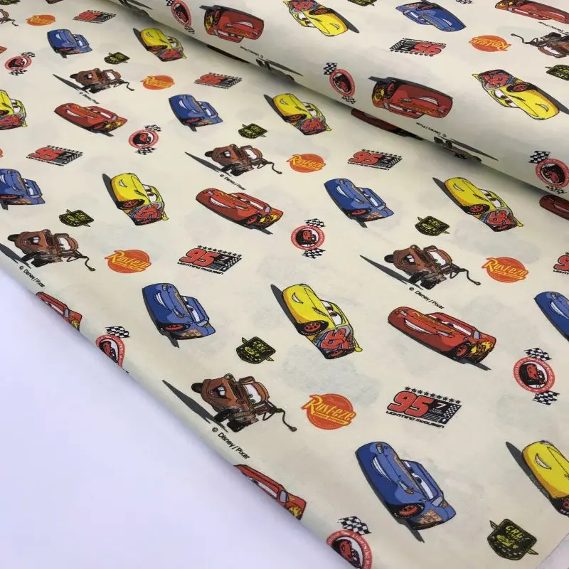 Хлопчатобумажная ткань по метрам DISNEY тачки 100% поплин хлопок детская текстиль PERTEX