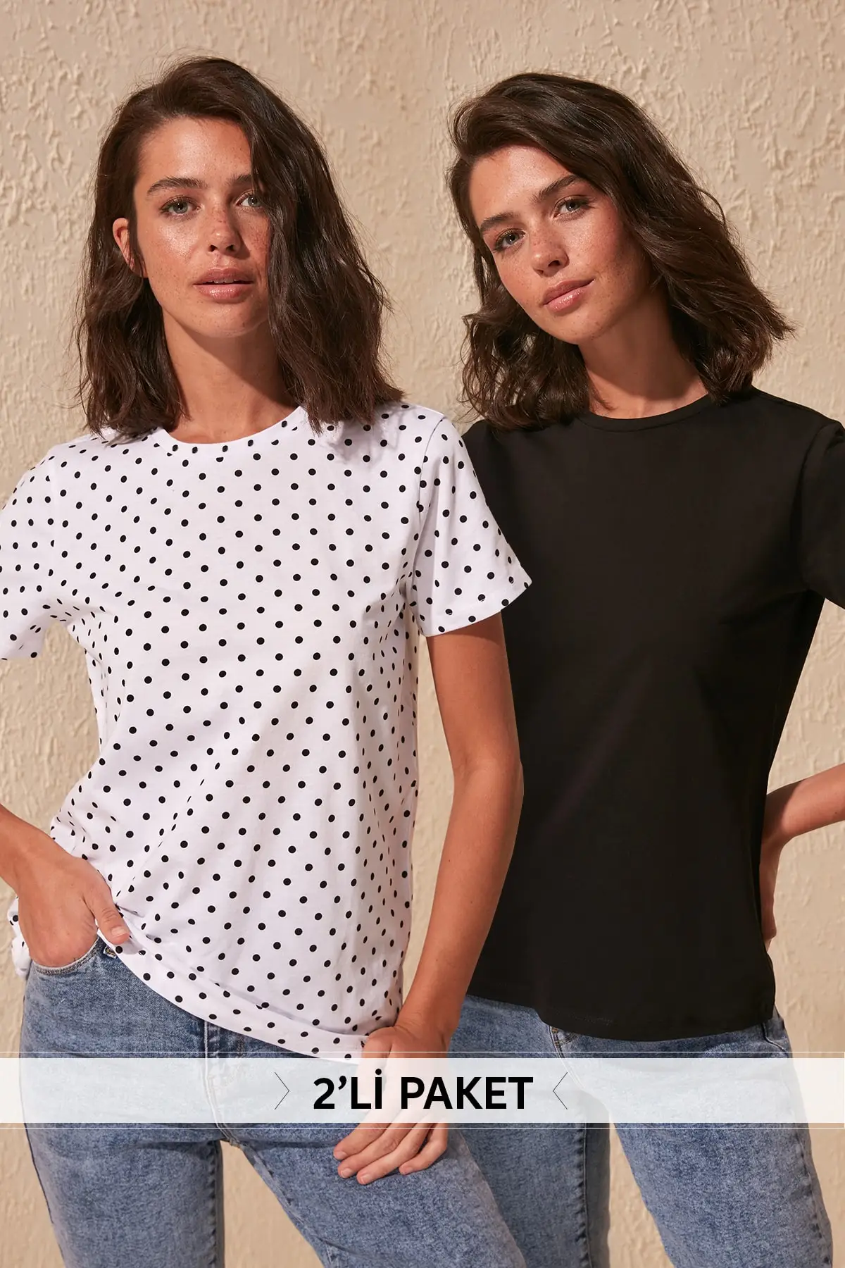 Трикотажная футболка в черно белый горошек 100% хлопок для велоспорта 2'li посылка