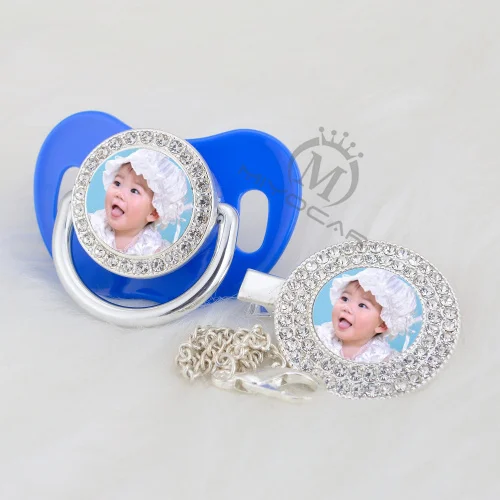 MIYOCAR изготовленные на заказ пустышки любое имя фото серебро bling соска и пустышка Клип BPA бесплатно пустышка bling удивительный дизайн P-1-P - Цвет: P-6-1-P 0-6M