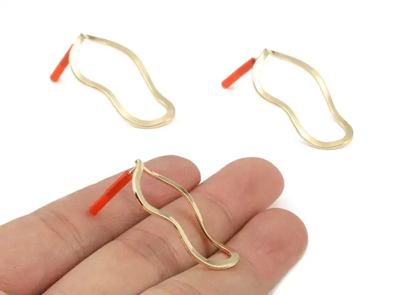 

Brass Drop Earring Post - Brass Drop Stud - Gold Tone Plated Brass - Jewelry Supplies - 4Pcs/Lot - 34.8x18.55x0.92mm - PP3041