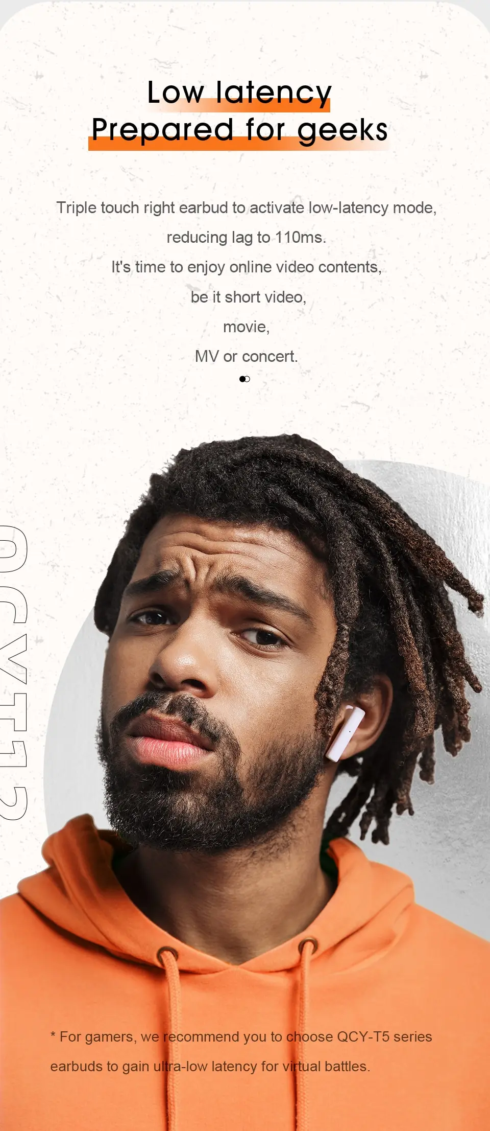 QCY T12S T12 Hybrid ANC Headphone Bluetooth 5.0 Earphone Wireless Charging TWS Earbuds Active Noise Cancellation Customizing APP