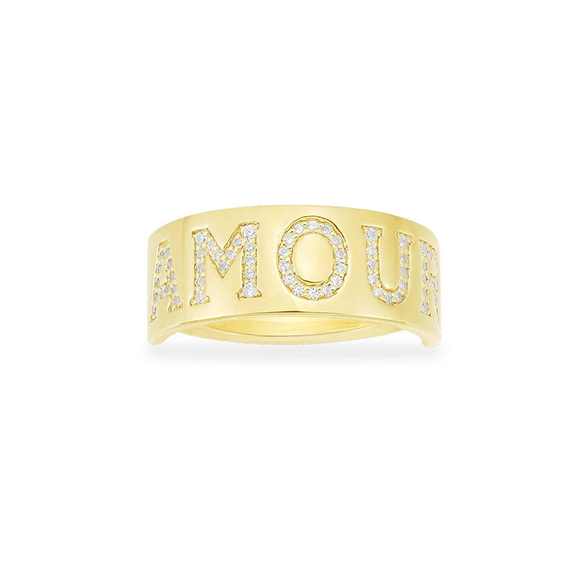 

2020 Fashion New High-quality Original 1:1 I Love You Word Series Ring White Cubic Zirconia Female Simple Luxury Gift