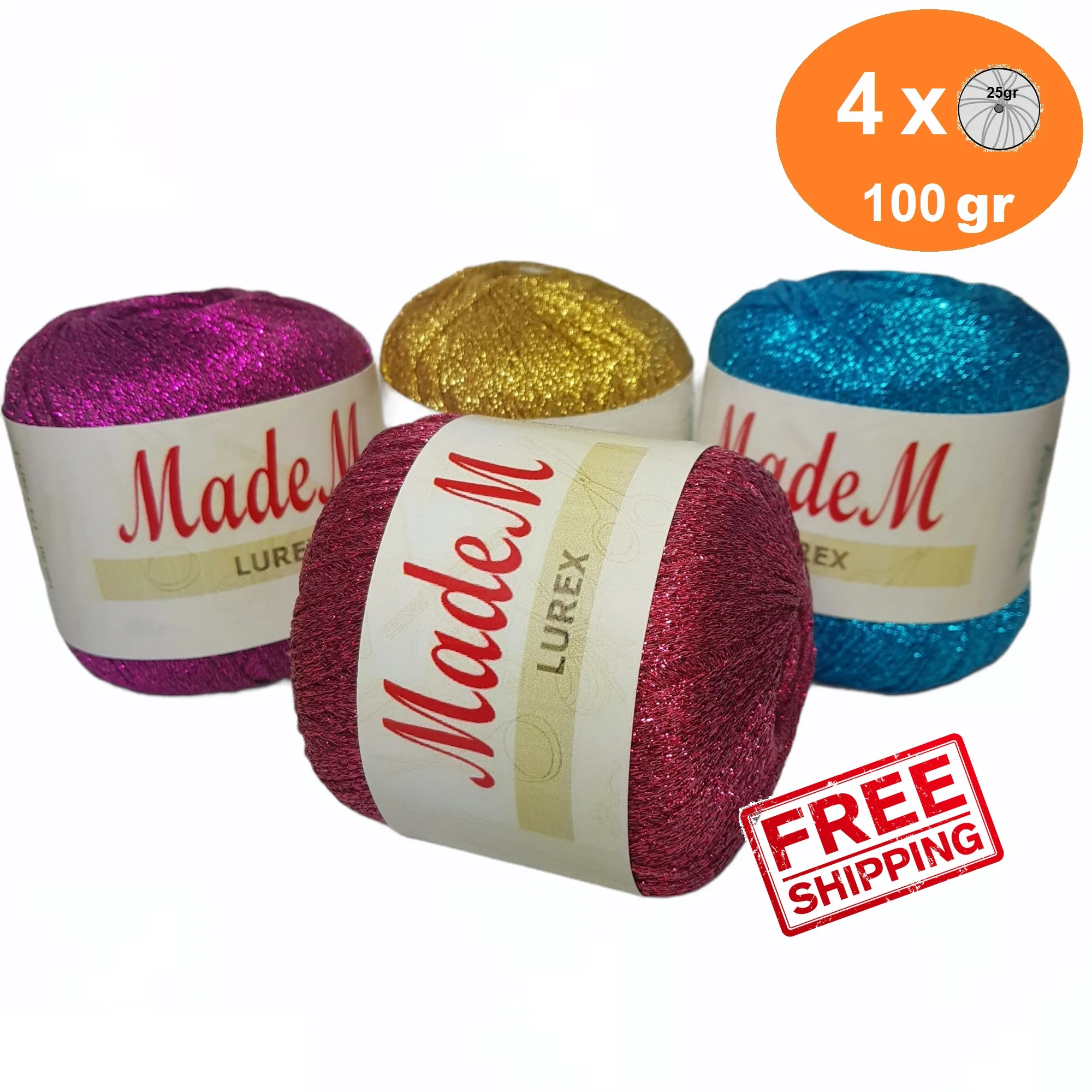 Мадем пряжа с люрексом 4x25gr 160mt ручное вязание крючком нить ремесло кружевом и