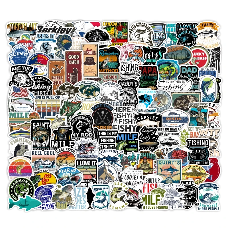 

100Pcs/Lot Fishing Stickers Love And Peace Signs PVC Waterproof Stickers