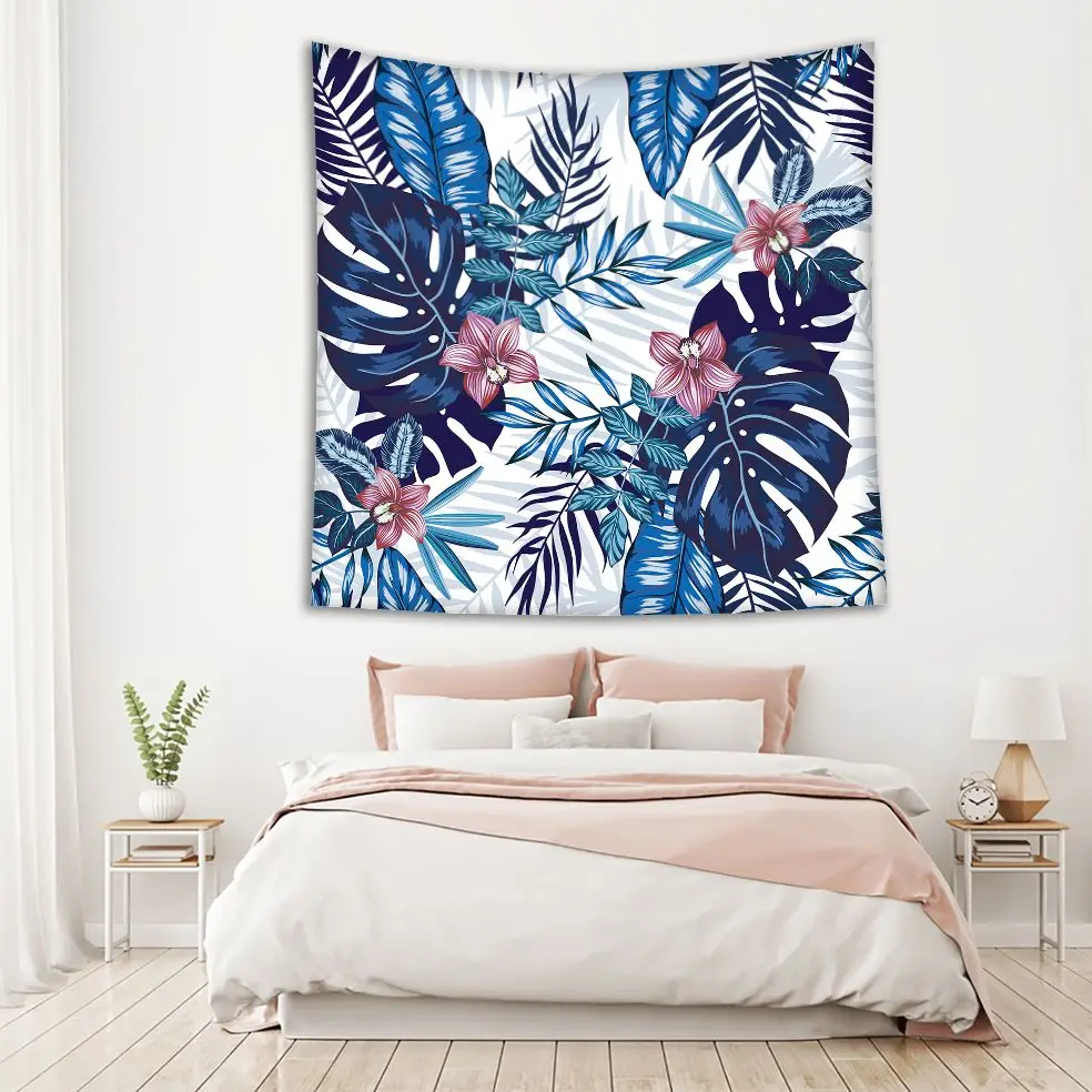 Гобелен тропические листья узор с цветами орхидеи Пальмовые Листья филодендрон