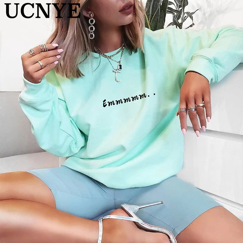 Женские хлопковые толстовки оверсайз с буквенным принтом модная Осенняя