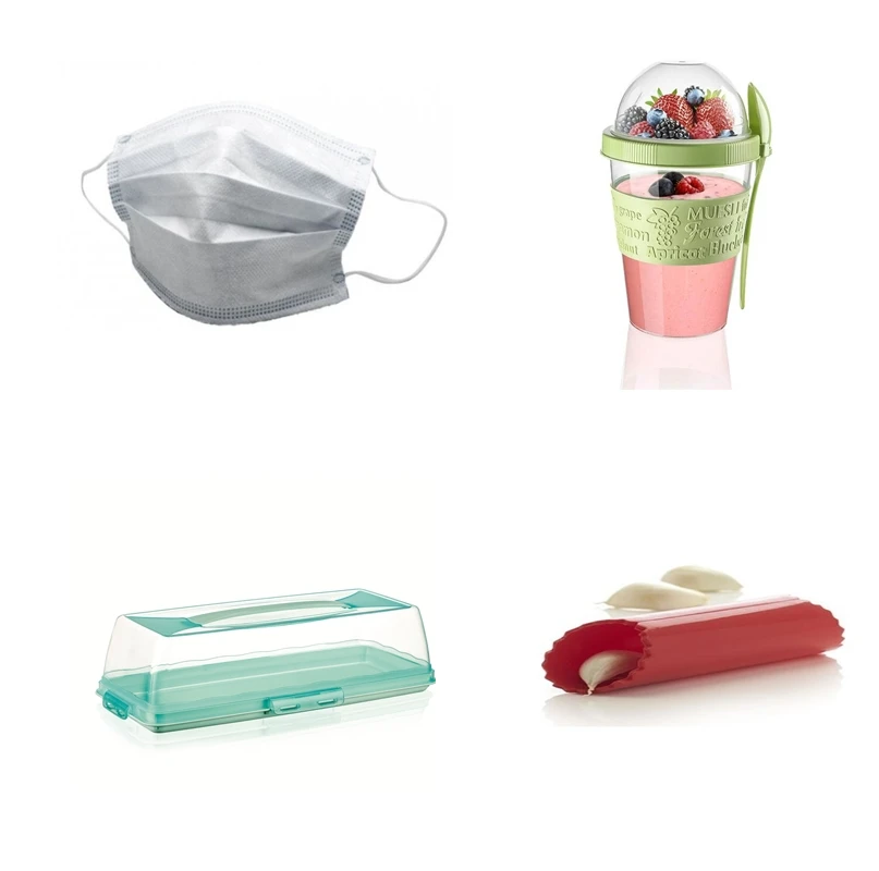 

4 Piece Kitchen Set Cake Dome Yoghurt Container 20 pcs Cloth Mask