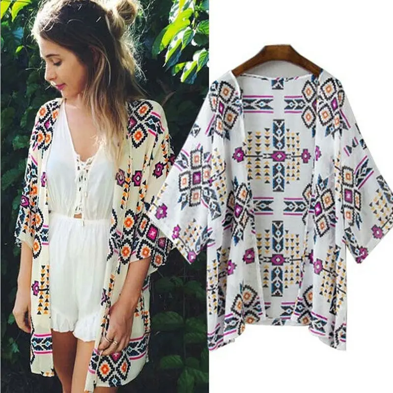 Summer shirt style new tops women blouses printed shirts casual camisas femininas blusas vintage kimono cardigan plus size