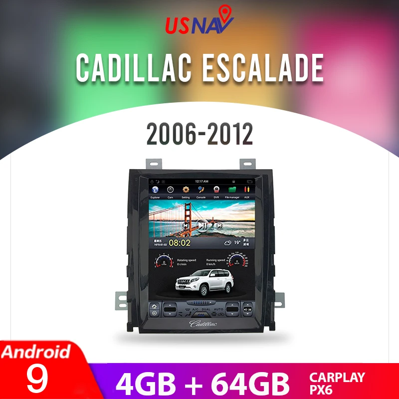 

USNAV 10.4" For Cadillac Escalade 2006-2012 Tesla Style Screen Android 9 PX6 Car Multimedia GPS Navi Auto Radio Stereo Head Unit