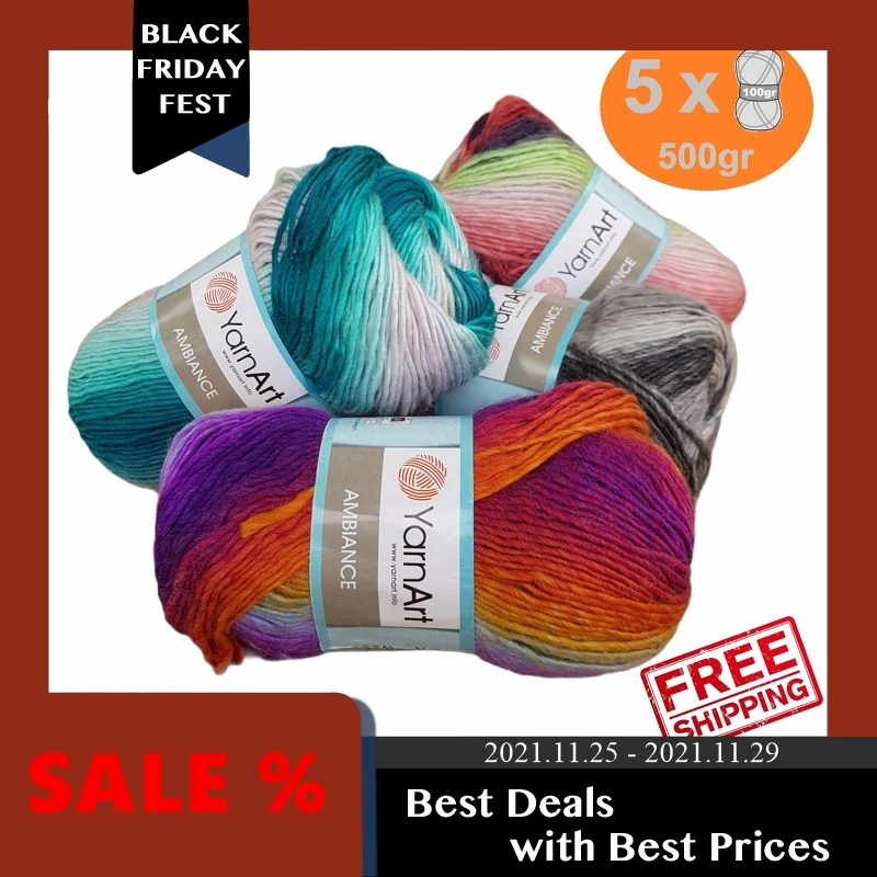 Yarnart атмосферная пряжа 5x100gr 250mt % 20 шерсть для ручного вязания вязаная крючком облегающая шаль Различные цвета радуги градиент разноцветная мягкая норка пряж нитки для вязания пух норки - изображение