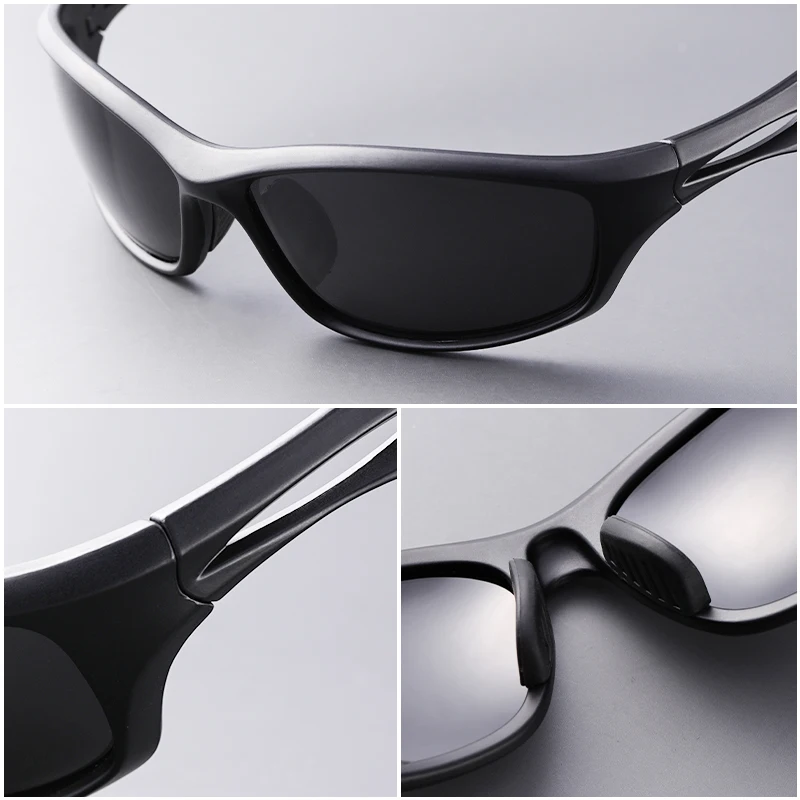 

Fairmarry Super Light PC Frame Wrap Men's Sunglasses TAC Night Vision Lenses HD Polarized Sun Glasses For Driving Riding Goggle