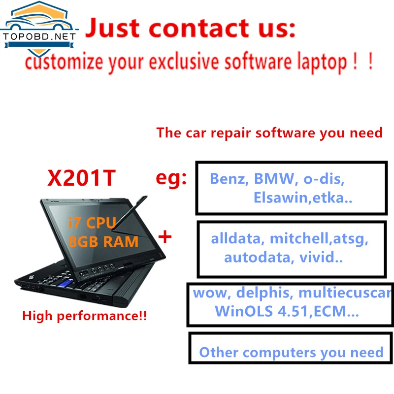 for l enovo x201t i7 cpu 8gb ram used laptop can work for alldata star c4c5c6 icom ista customize the software you need free global shipping