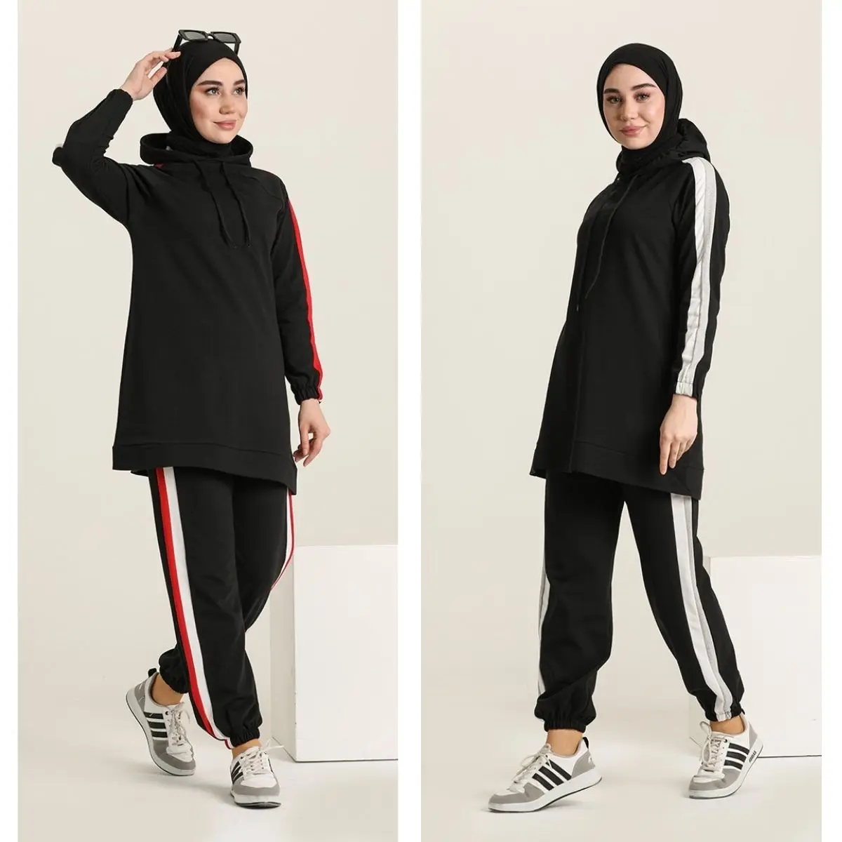 Two Piece Tracksuit Suit Hooded Unlined Long Sleeve Seasonal Elastic  Waist  Pants  Women  Muslim Fashion Hijab Clothing Islamic