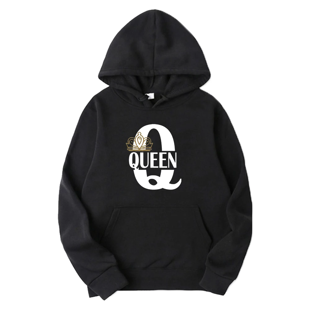 Fashion Lover Couple Sportwear Set King Queen Printed Hoodie and Pants 2Pcs Set Plus Size Men Women Tracksuits Jogging Suits