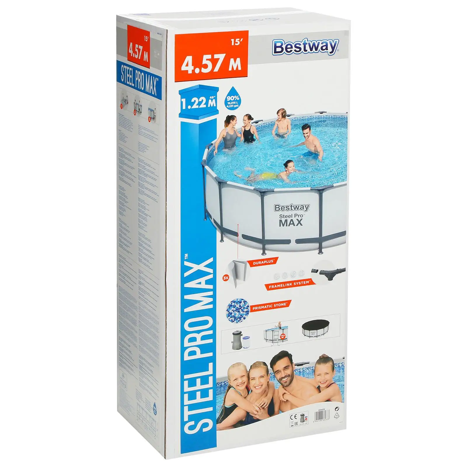Бассейн каркасный BESTWAY 457х122см 16015 л + Фильтр-насос лестница тент | Спорт и