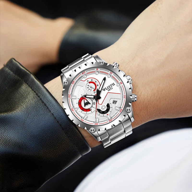 

WLISTH Business Luxury Men's Watch Multifunctional Luminous Waterproof Stainless Steel Quartz Clock Accurate Time Reloj Hombre