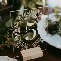 acrylic calligraphy table numbers with wood holder setwedding event shower number sign personalized modern wedding table number