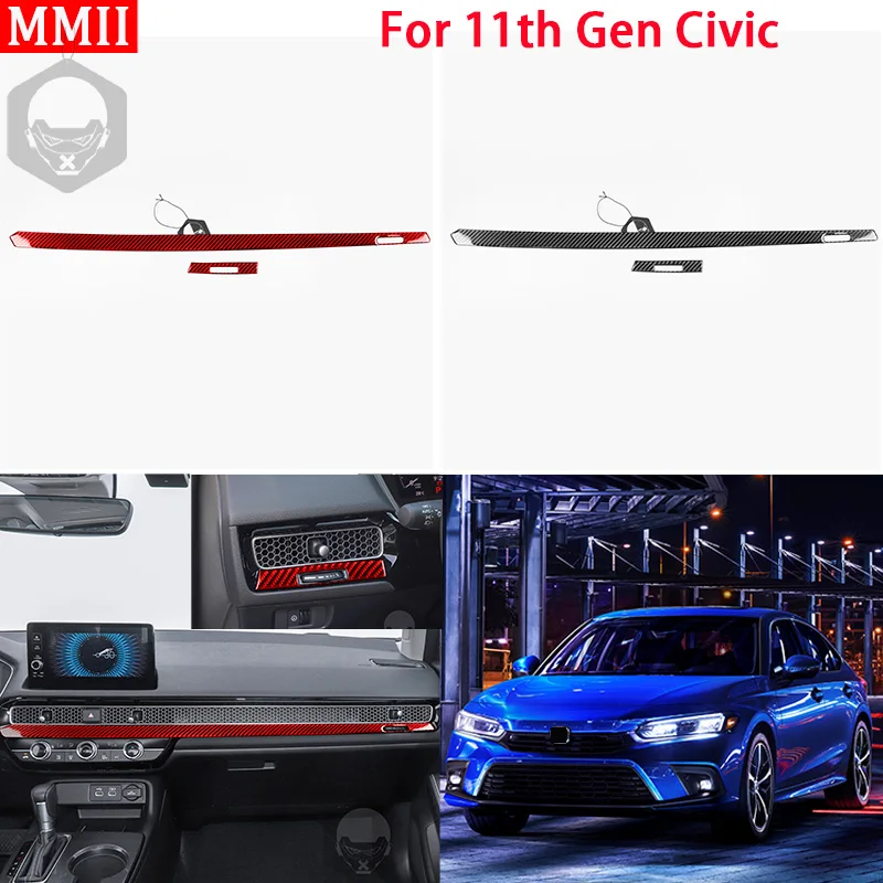 

RRX for 11Th Gen Honda Civic 2022 Interior Carbon Fiber Air Outlet Dashboard Panel Decoration Cover Trim Sticker Car Accessories