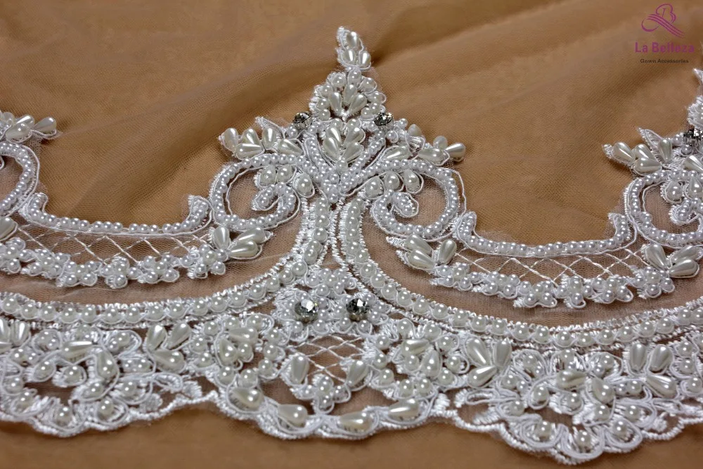 La Belleza, Ширина 23 см, Черное кружево, слоновая кость, ручная работа, кружевная отделка бисером, платье, кружево, вуаль невесты, кружево 1 ярд