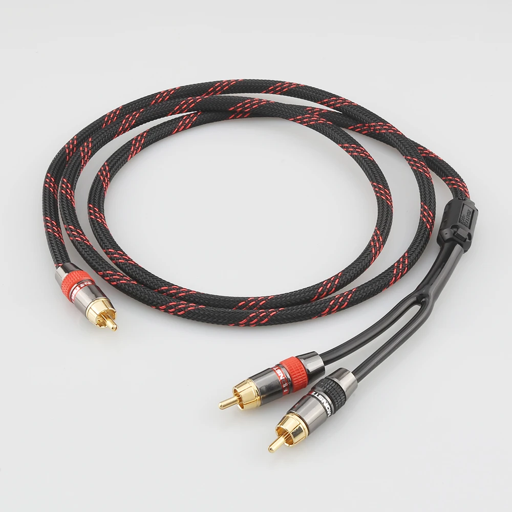 Новый Hi Fi Audiocrast A53 медный стерео RCA штекер на 2 ×RCA аудио сигнальный кабель
