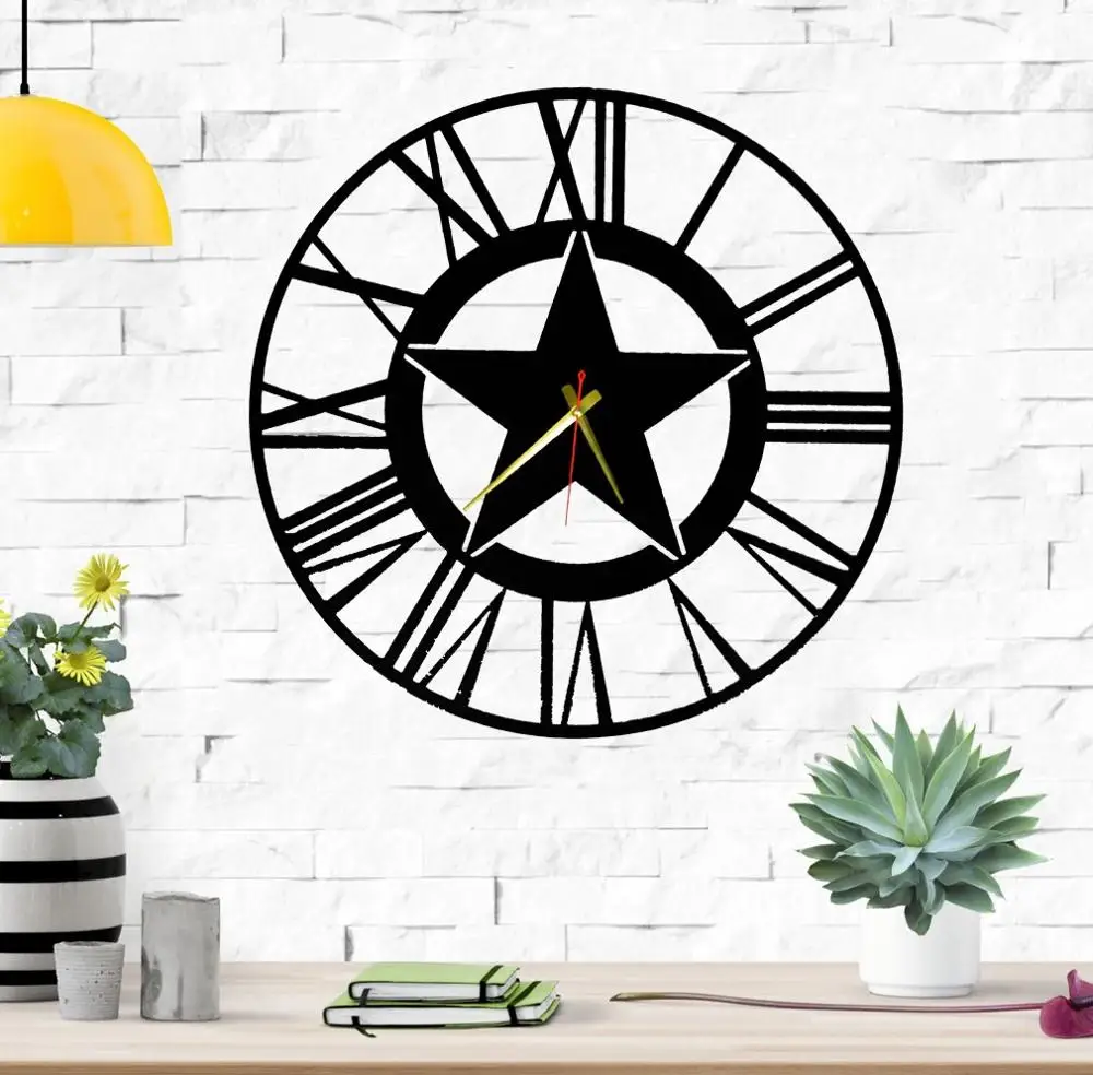 BAUPOR Star уникальный дизайн римские цифры металлические настенные часы