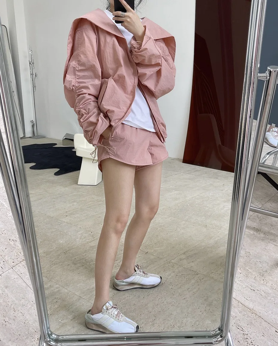 spring summer woman soft shorts from set without coat