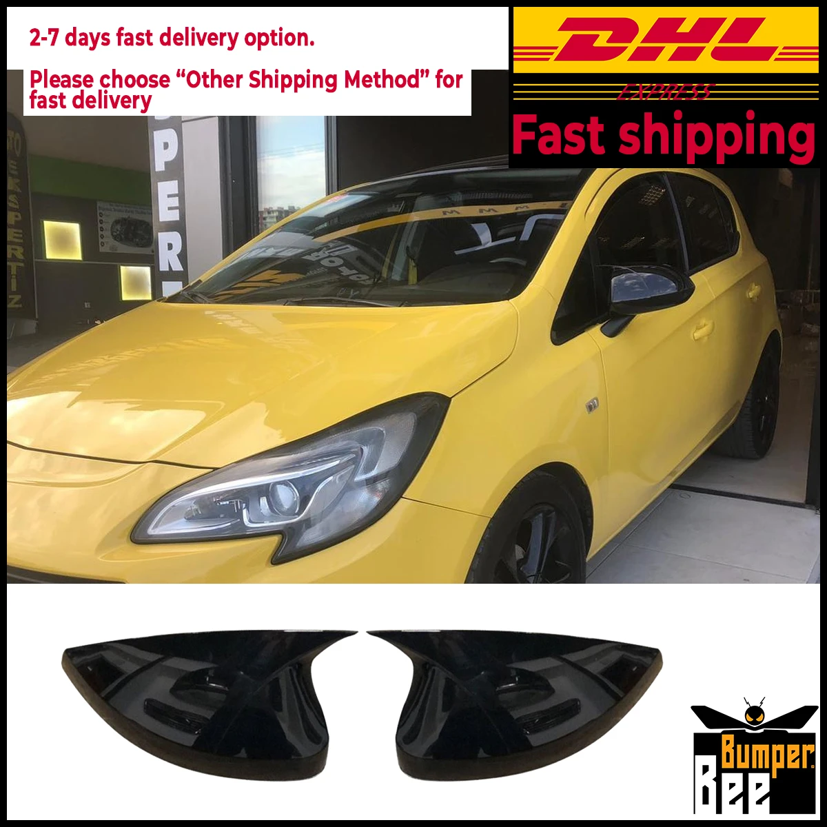 

Mirror Cover for Opel Vauxhall Corsa E 2014 2015 2016 2017 2018 2019 Accessory Bright Black BATMAN Case CAR Shield