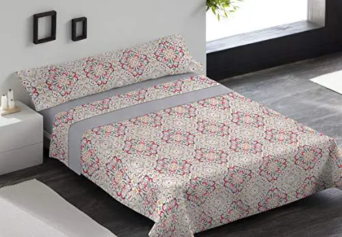 HIPERMANTA fitted sheet polyester/cotton model Ada Gray. Set of 3 pieces for 90 bed. | Дом и сад