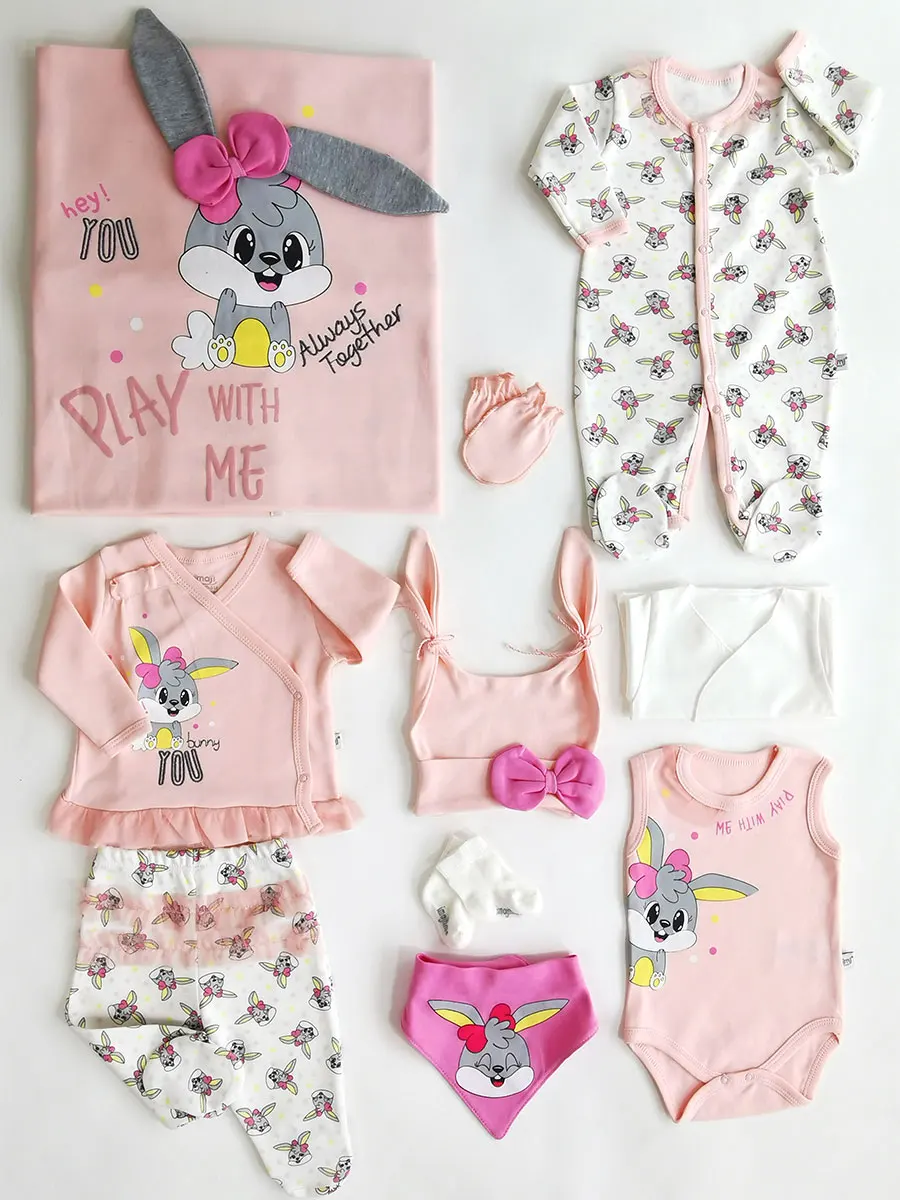 

Rabbtt Printed 10 Pieces Newborn Baby Girls Hospital Outfit Cotton