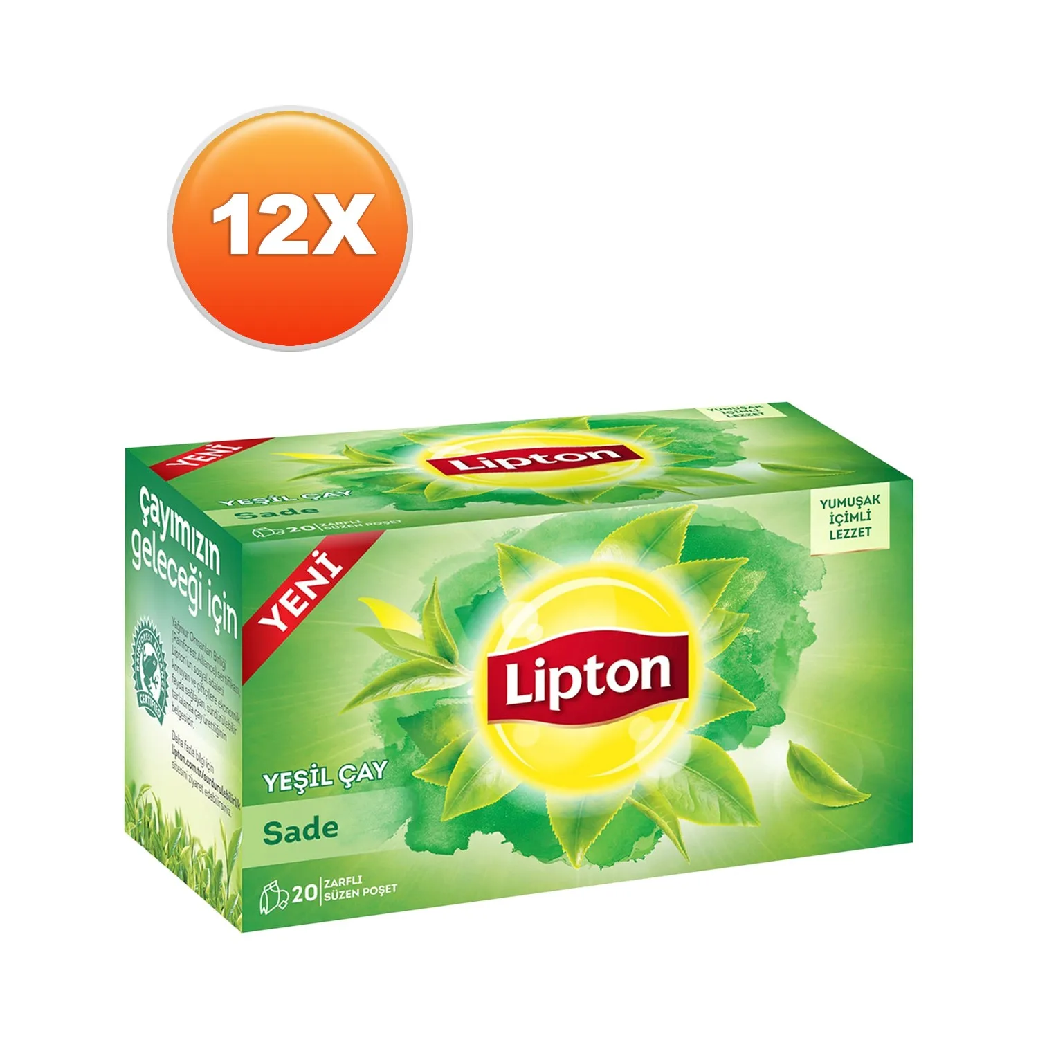 WONDERFUL Luxury Lipton Plain Green Glass Tea Bag 20 x 2 Gr. Set of Twelve  FREE SHIPPING