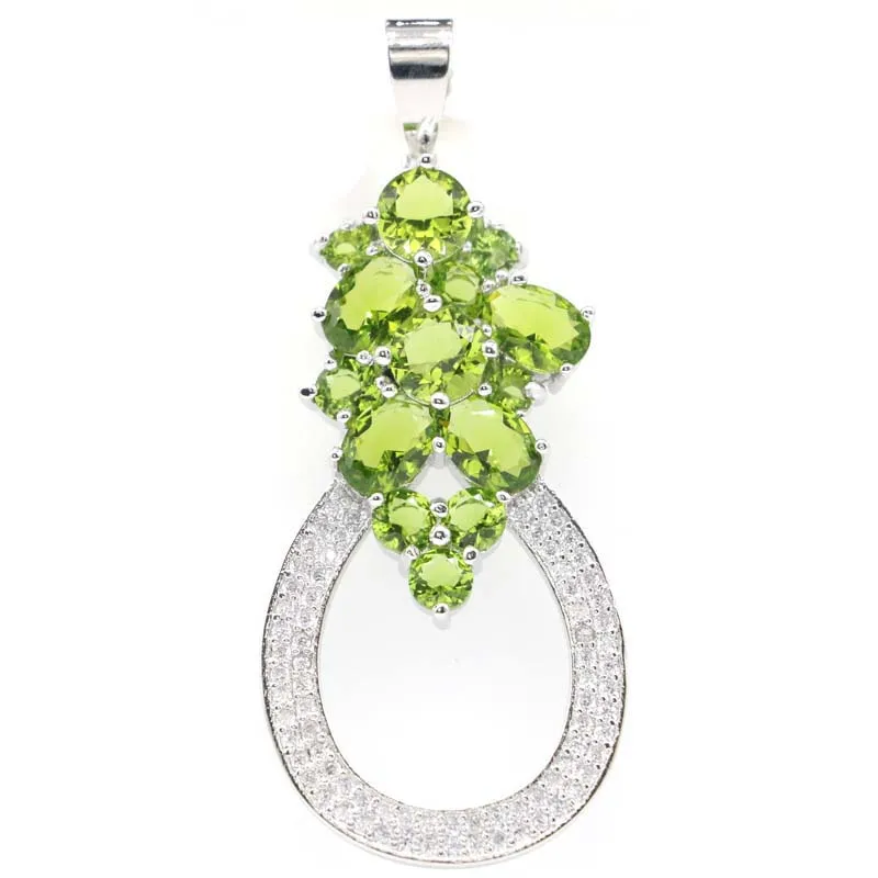 54x22 мм удивительный длинный большой Зеленый Перидот розовый турмалин Белый CZ для