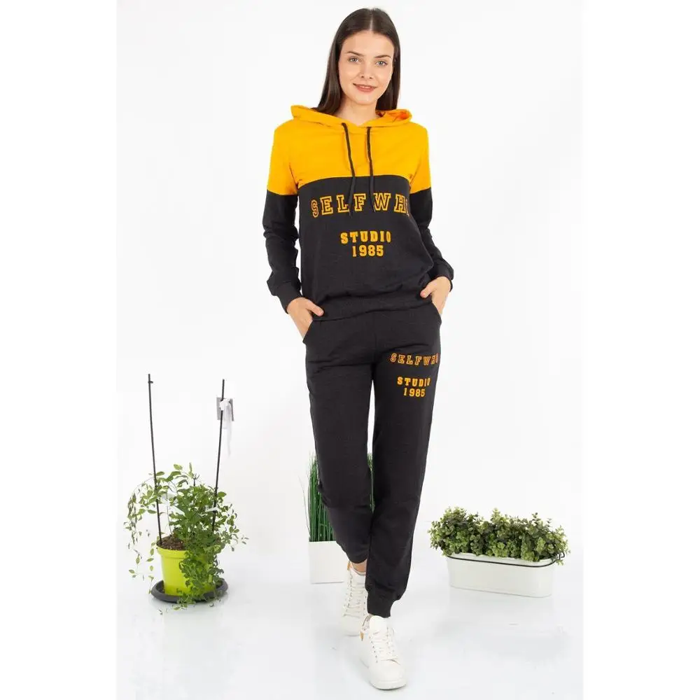 Женский комплект из 2 предметов повседневный теплый спортивный костюм с