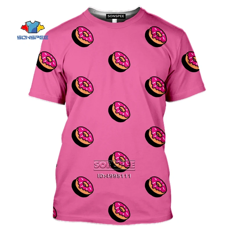 

Dessert Donut Men's T-shirt 3D Printed Colorful Doughnut Food T shirt Women Summer Short Sleeve Casual Harajuku Top Oversized Cl