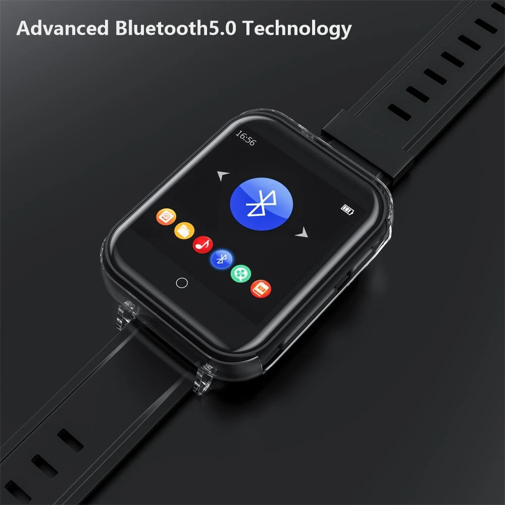 Bluetooth5.0 MP3 плеер с ремешком для часов 16 ГБ Полный сенсорный экран носимый Мини